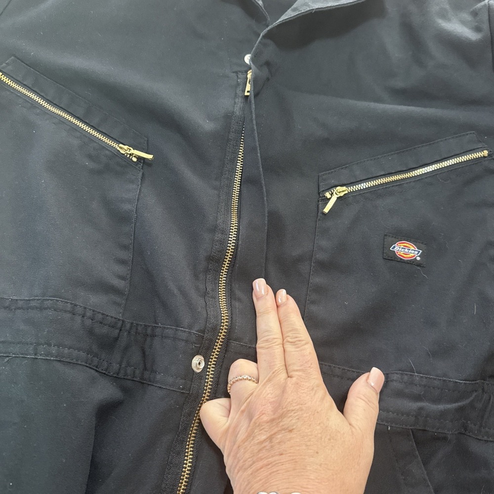 Dickies Black Cotton Blend Mechanic Work Coveralls Jumpsuit Men's Large Brass - Picture 9 of 11